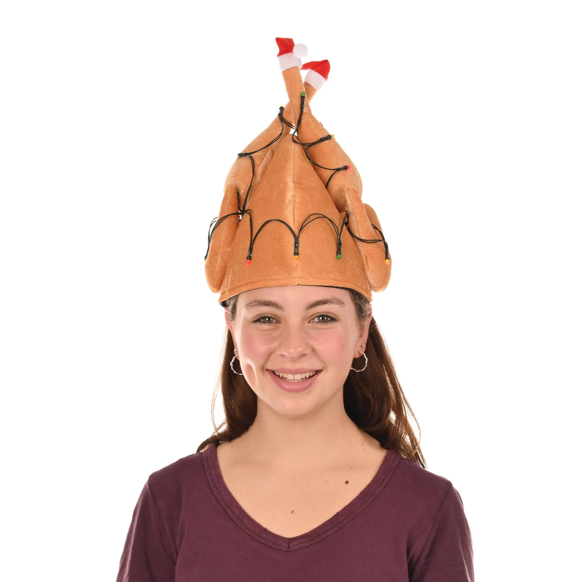 Beistle Adult Light Up Christmas Turkey Plush Hat